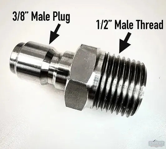 3/8 Plug x 1/2 Thread Stainless Steel Fitting - Pressure Washing Skids