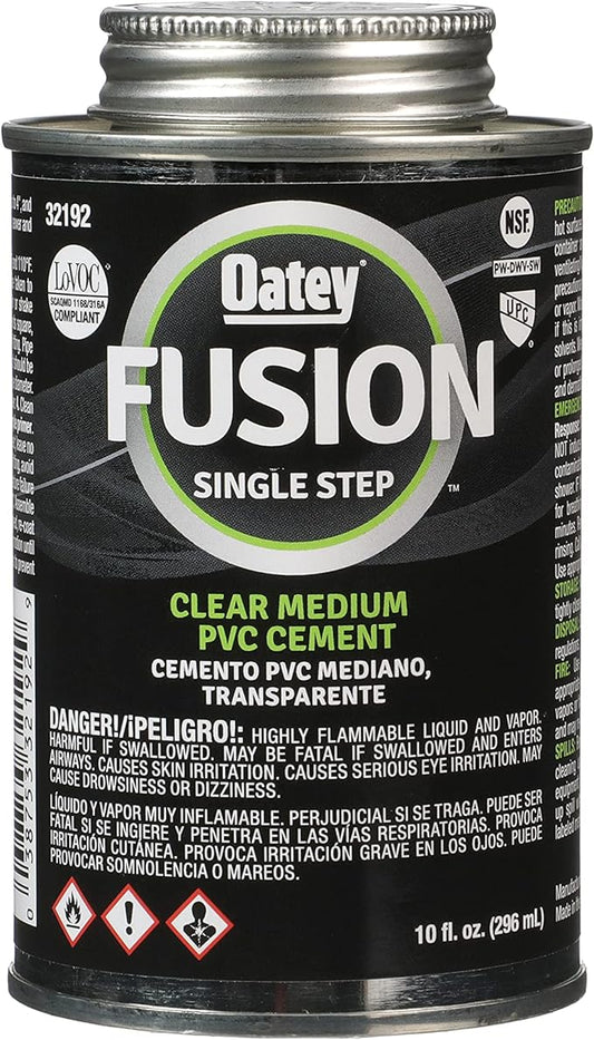 Oatey® FUSION® Single - Step Clear Self - Priming Medium Bodied PVC Cement - Expert Power Wash