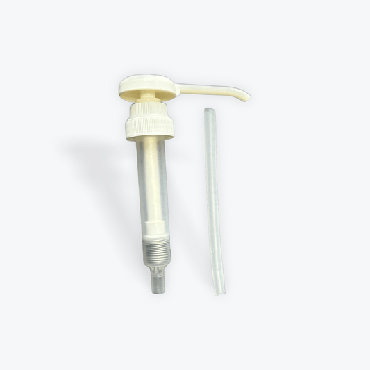 White PP plastic 38 - 400 ribbed skirt down - lock dispensing pump with 11 inch dip tube (1 oz output) - Expert Power Wash